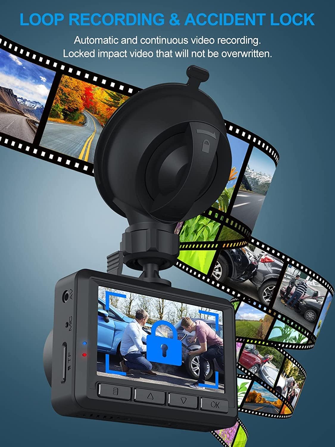 Dash Cam FHD 1080P Mini Dash Camera for Cars with WiFi, 2.45" IPS Screen, Night Vision, WDR, Loop Recording, G-Sensor Lock, 170°Wide Angle and Parking Monitor